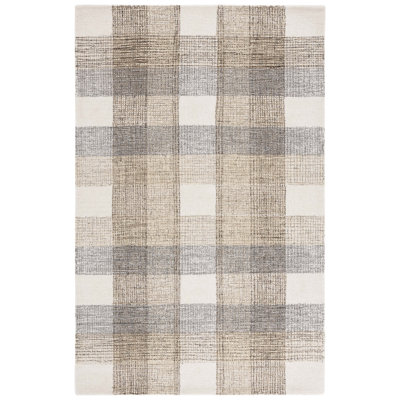 Genre Hand Tufted Wool;Cotton Plaid Rug