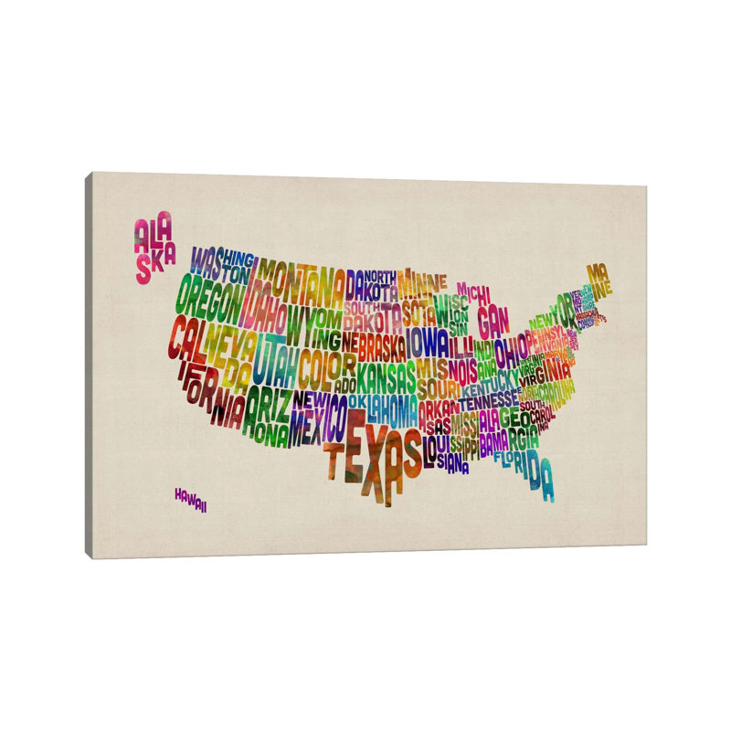 USA (States) Map VI by Michael Tompsett - Wrapped Canvas Print, 66.04 cm H x 45.72 cm W x 3.175 cm D