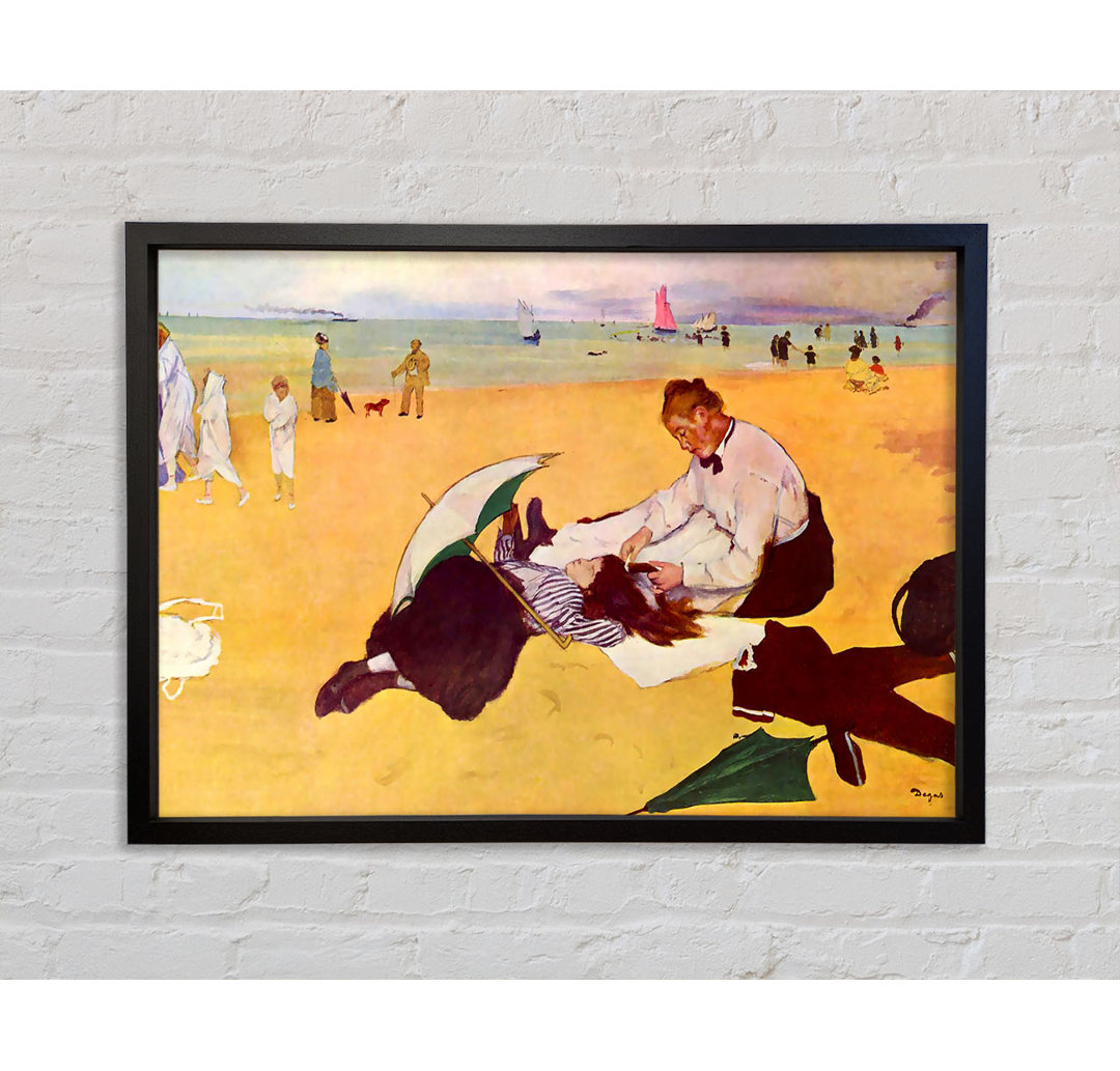 Kleine Mädchen am Strand von Edgar Degas - Einzelbildrahmen Kunstdrucke auf Leinwand