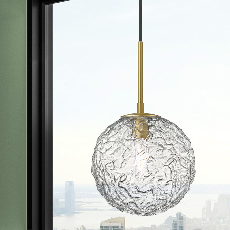 Barrington - 1 Light 10" Cord Hung Mini Pendant - Bulb Not Included -  Satin Nickel Finish, Brushed Brass