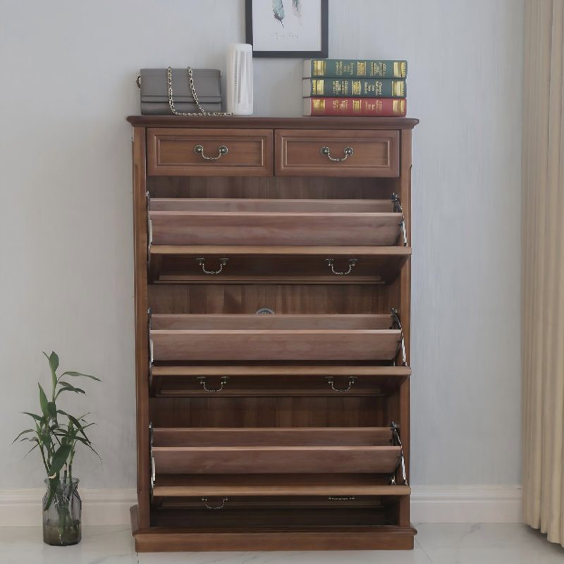 31.50" Brown Solid wood Pine Shoe Storage