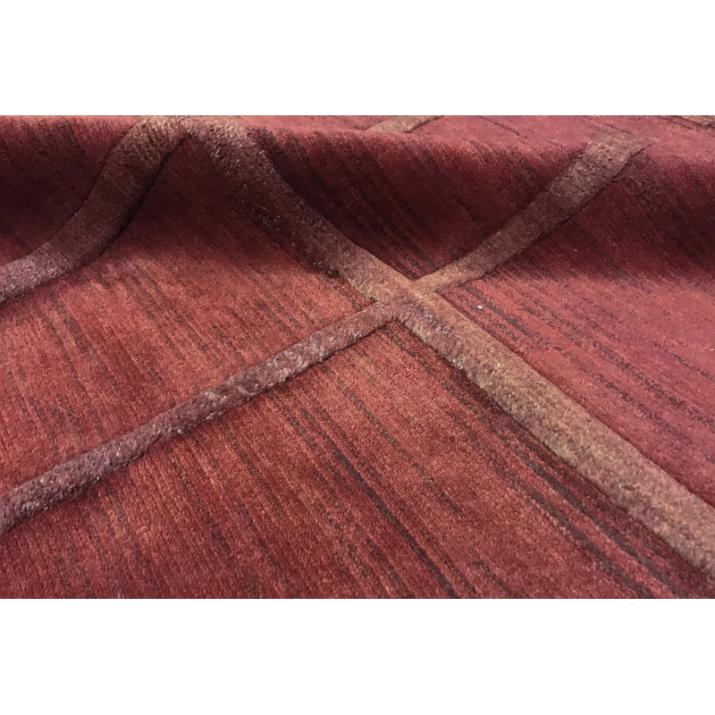 Tapis brun et gris de haute qualité noué à la main