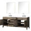 Meuble-lavabo double en chêne gris, comptoir en quartz, robinet, 36 miroirs, meuble-lavabo poli à la main pour durer, P, surface, fini scellé et durable