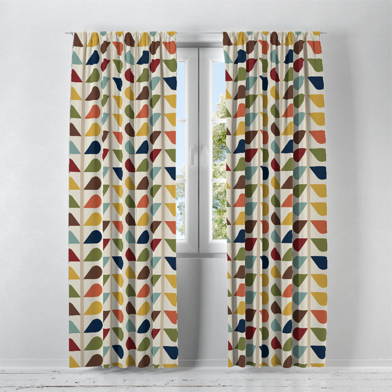 Panneaux de rideaux géométriques semi-transparents, l 56 po x L 78 po
