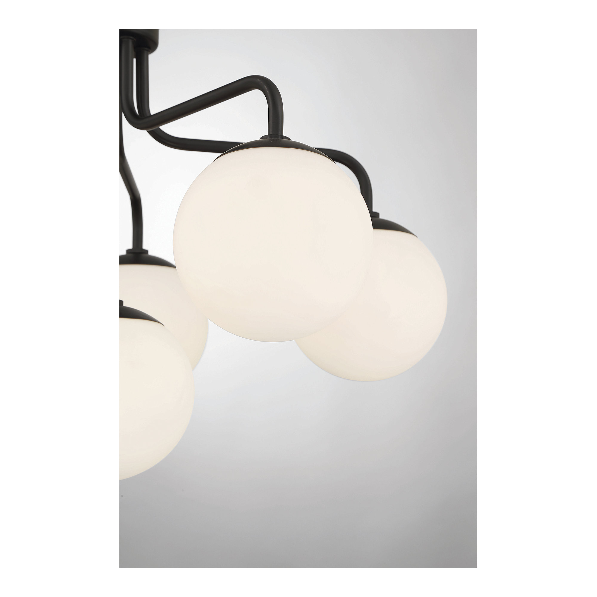 Chemise 6 Light Glass Semi Flush Mount, White, Black