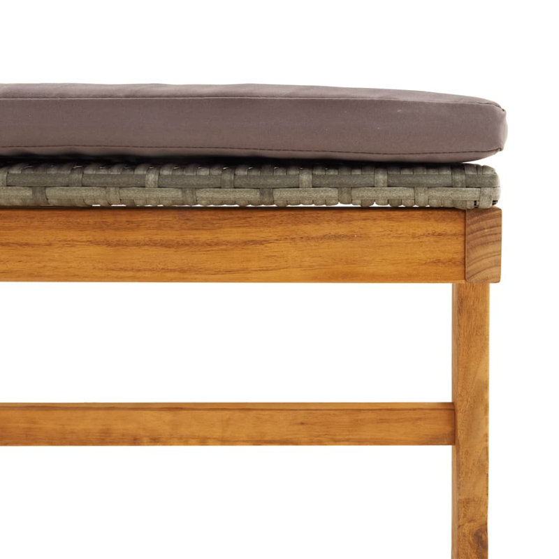 78.7" Long Acacia Single chaise with Cushions, Dark Gray
