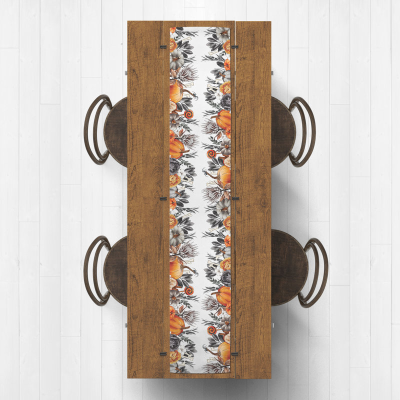 Haysten Halloween Botanicals Border Table Runner, 90" L x 16" W