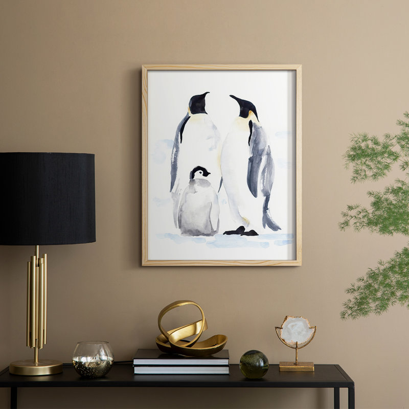 «Emperor Penguins II», reproduction encadrée - bois massif, H 11 po x l 9 po