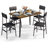 5-Piece Rectangular Dining Set for 4 with Wood Table and Upholstered Metal Frame Chairs-1827996895