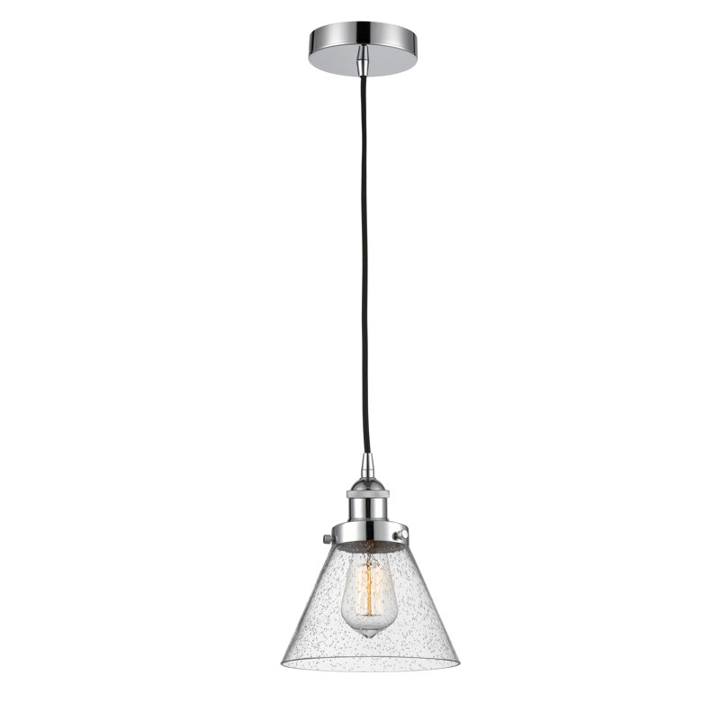 Luminaire suspendu conique à 1 lumière Annis, Granuleux / Petit cône, Ampoule non incluse, Chrome poli
