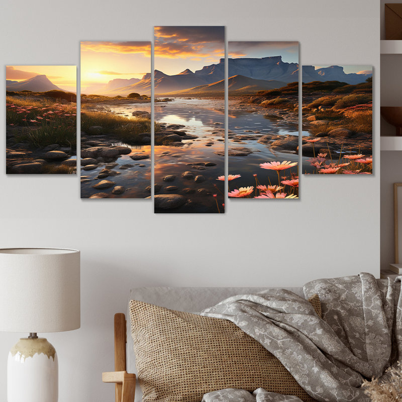 Table Mountain South America III - impression sur toile de paysages - 5 panneaux
