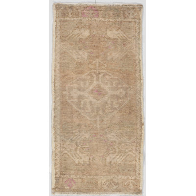 Vintage One-of-a-Kind Runner 1'5" X 3' Hand Knotted Area Rug