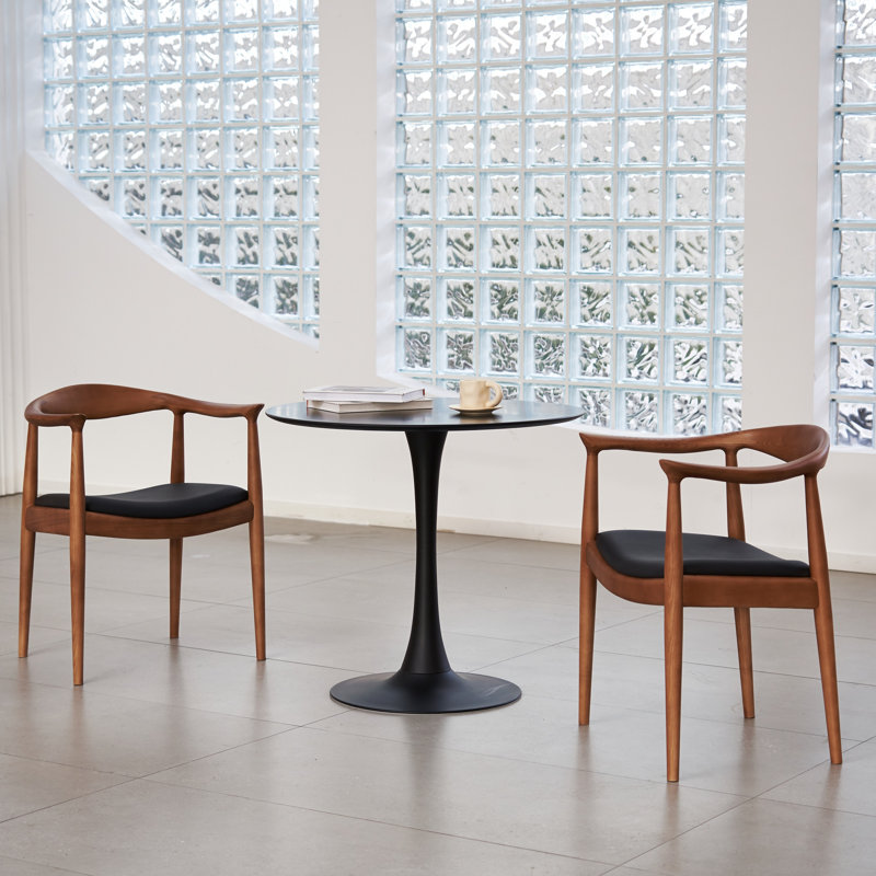 Fauteuil de salle à manger rembourré Lailyn, Bois brun foncé