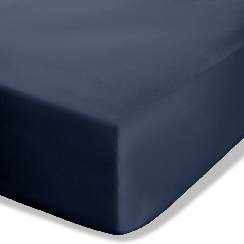 Easy Iron Percale Extra Deep Fitted Sheet, Kingsize (5'), Navy