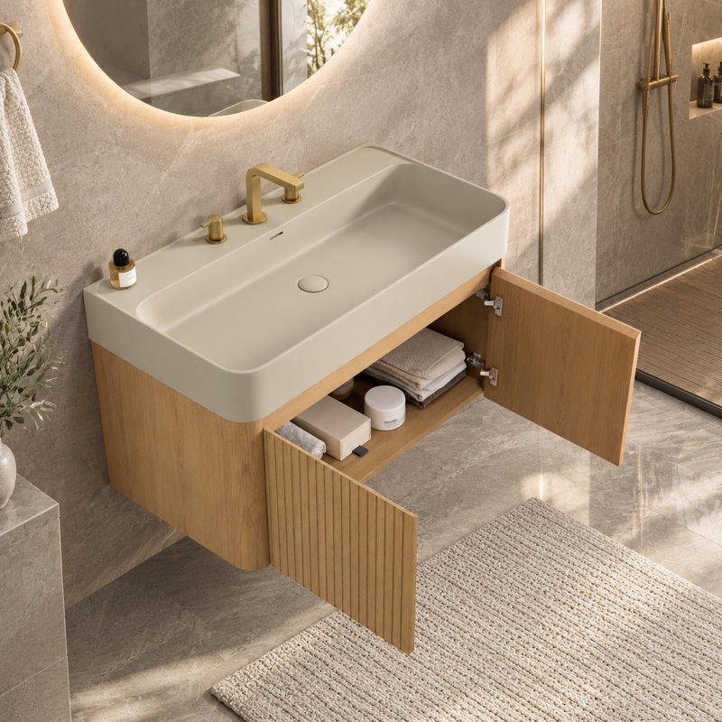 Single Bathroom Vanity with Solid Surface Top