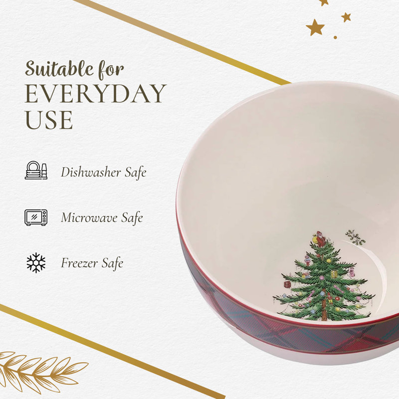 Spode Christmas Tree Tartan Rice Bowl 6"