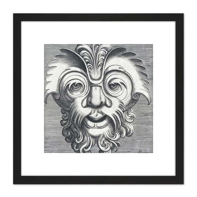 1555 Decorative Mask Design Ornamental Engraving by Frans Huys - Single Picture Frame Print