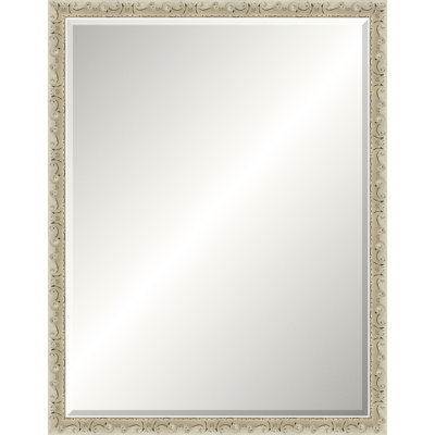 Miroir biseauté ivoire patiné