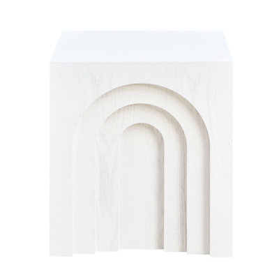 Table d'appoint moderne carrée 15,7 po, table d'appoint blanche pour la chambre à coucher, salon élégant et polyvalent