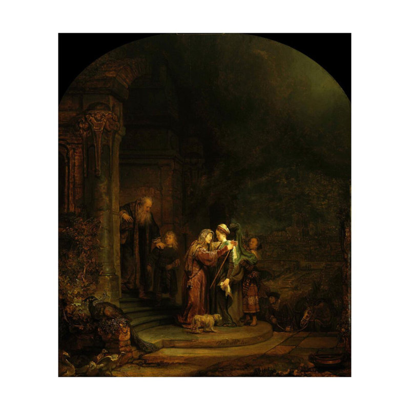 «The Visitation» par Rembrandt van Rijn - Estampe numérique, H 28 po x l 22 po