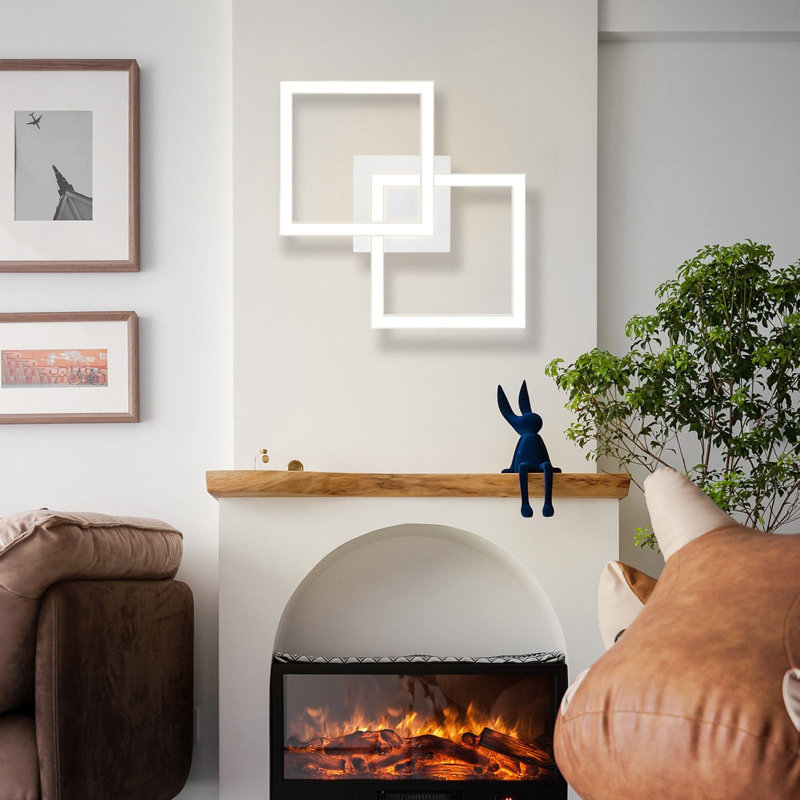 2-Light Square Cross Flush Mount - 3000K, White