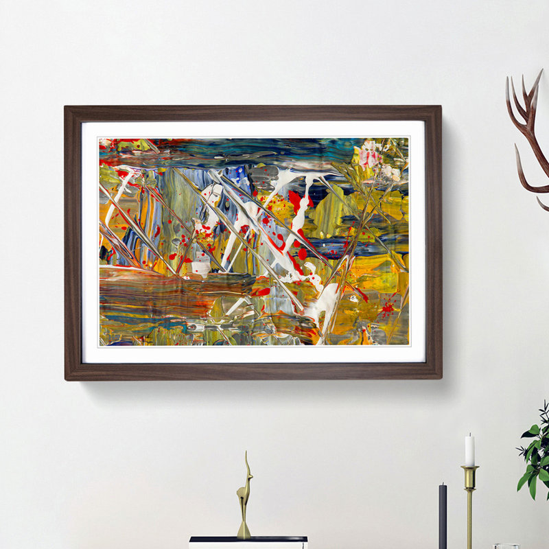 Abstract Art Painting Vol.428 by S.Johnson - Picture Frame Painting Print, 27cm H x 36cm W x 2cm D, Walnut Framed