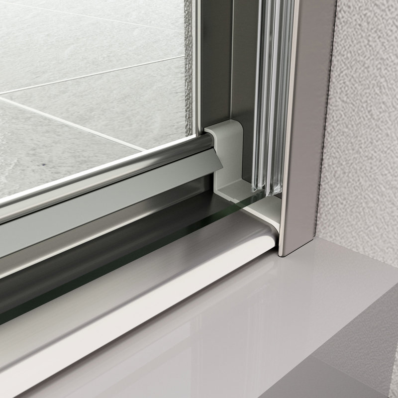 56 - porte de douche de contournement de 60 po x 70 po, verre trempé de 1/4 po, porte coulissante avec rouleau d'essai ouvert et fermé de longue durée de 70 po, finition polie, performance stable