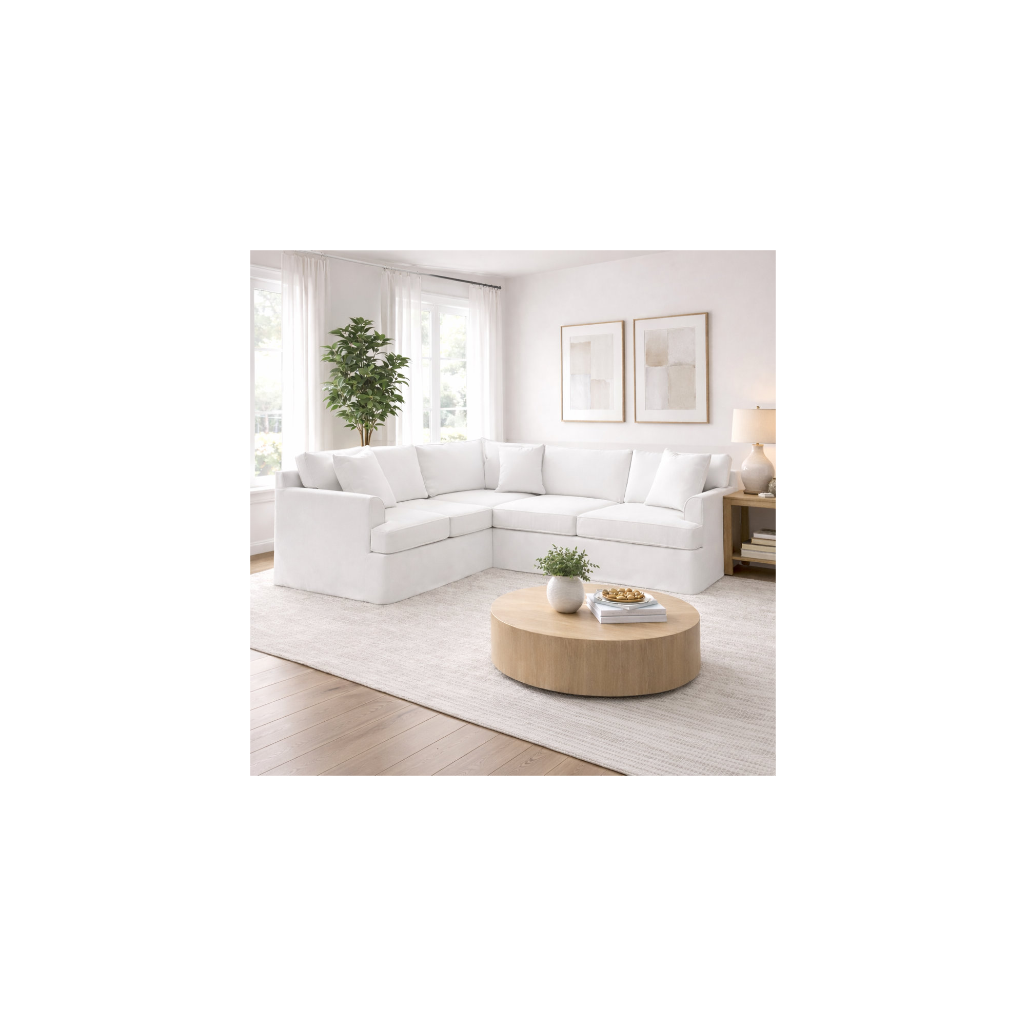 Conradina 2-Piece Slipcovered Sectional, Left Hand Facing, Bayou Off White Canvas