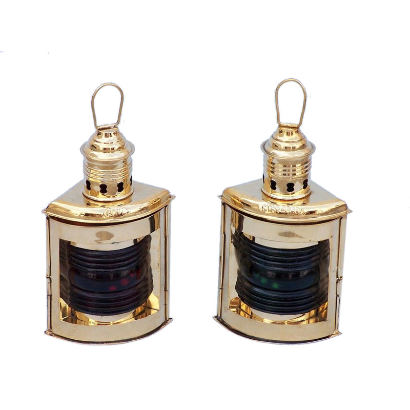 Port And Starboard 12'' Oil Powered Nautical Lantern, Solid Brass