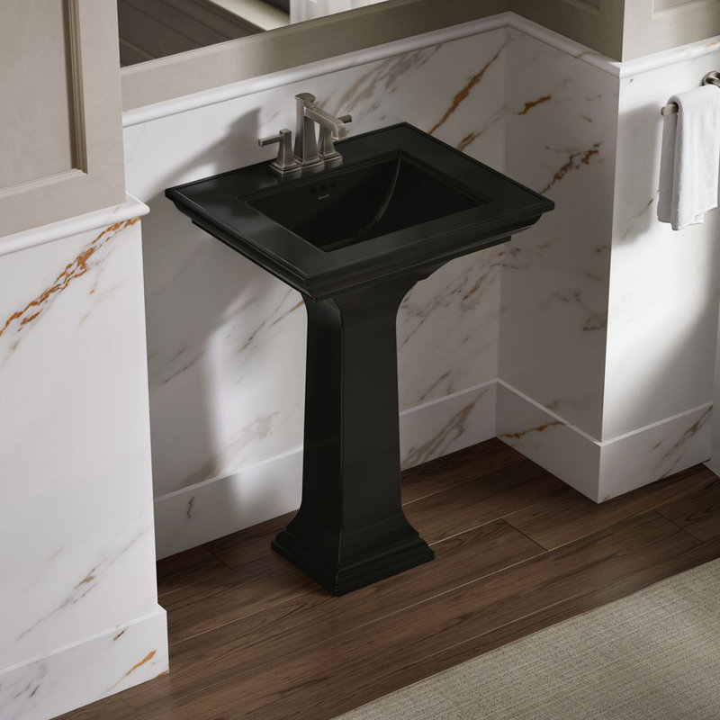 Memoirs Stately 24" Console Bathroom Sink with Overflow, Black, 4'' Centers