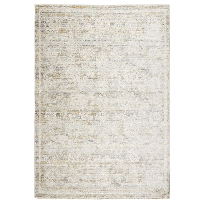 Tapis rectangulaire beige / brun en polypropylène tissé à la machine Avicia, Rectangle 2 pi x 3 pi