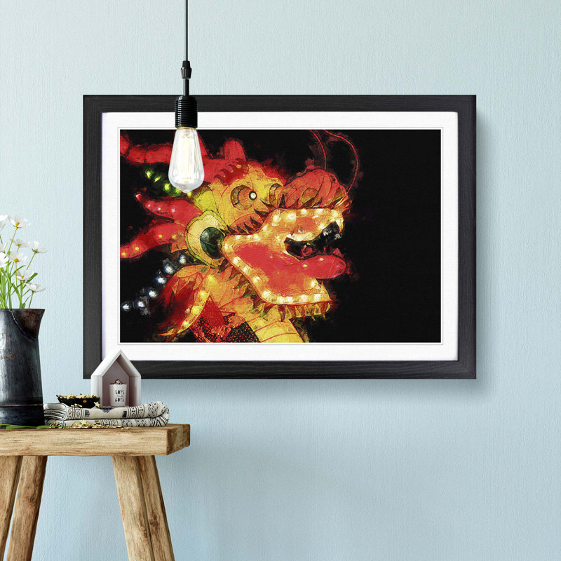 Chinese Dragon - Picture Frame Painting Print, Black Framed, 36cm H x 48cm W x 2cm D