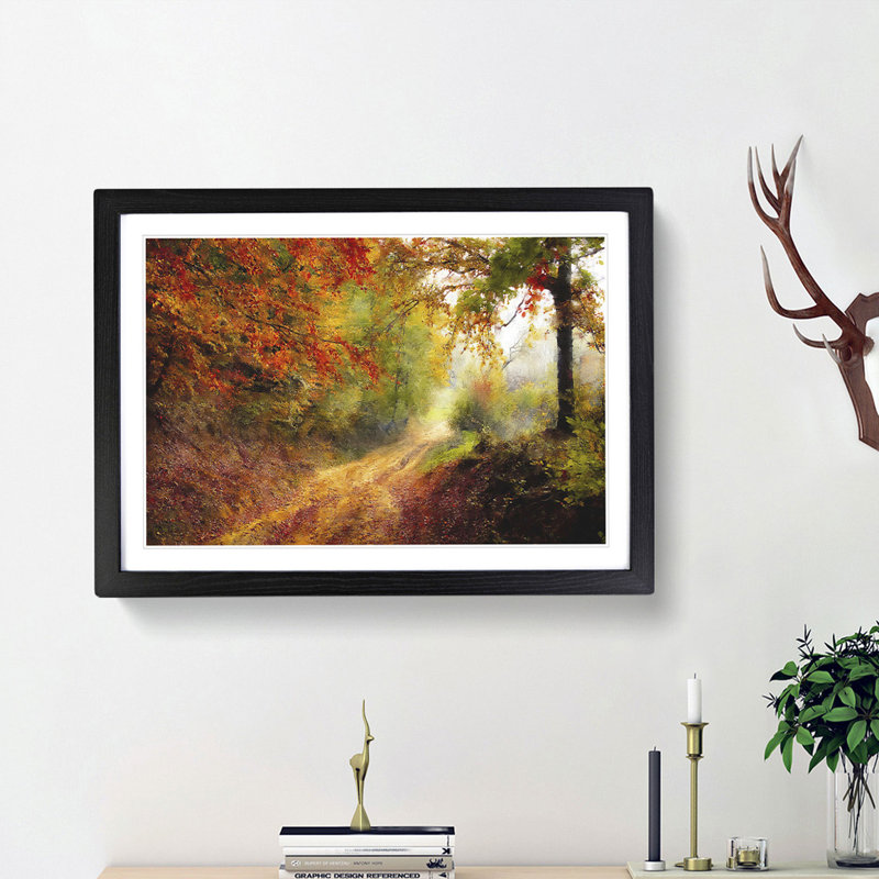 Autumn Forest - Picture Frame Painting Print, 62cm H x 87cm W x 2cm D, Black Framed