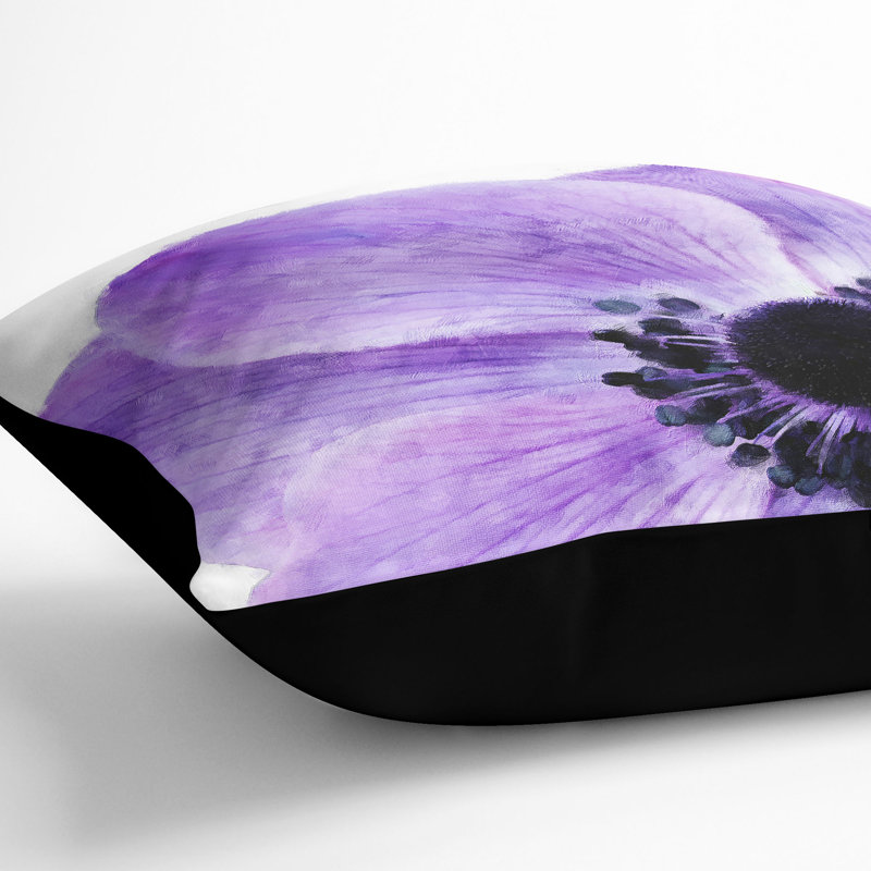 Anemone Flower Cushion with Filling, 55cm H x 55cm W x 20cm D, Black
