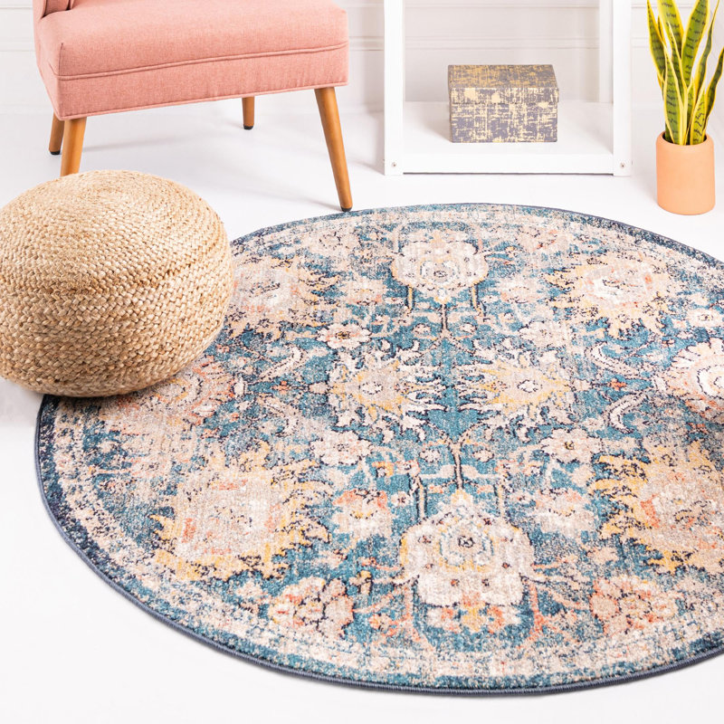 Akira Floral Indoor Rug, Round 5'2"