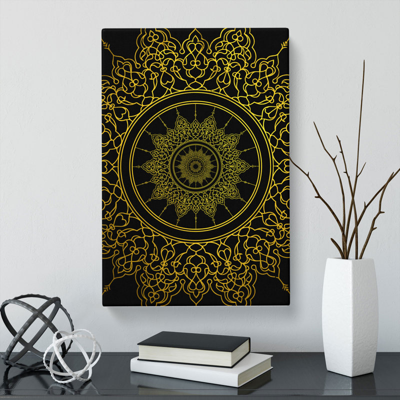 Ornamental Circles In Gold - Wrapped Canvas, 91cm H x 60cm W x 3cm D