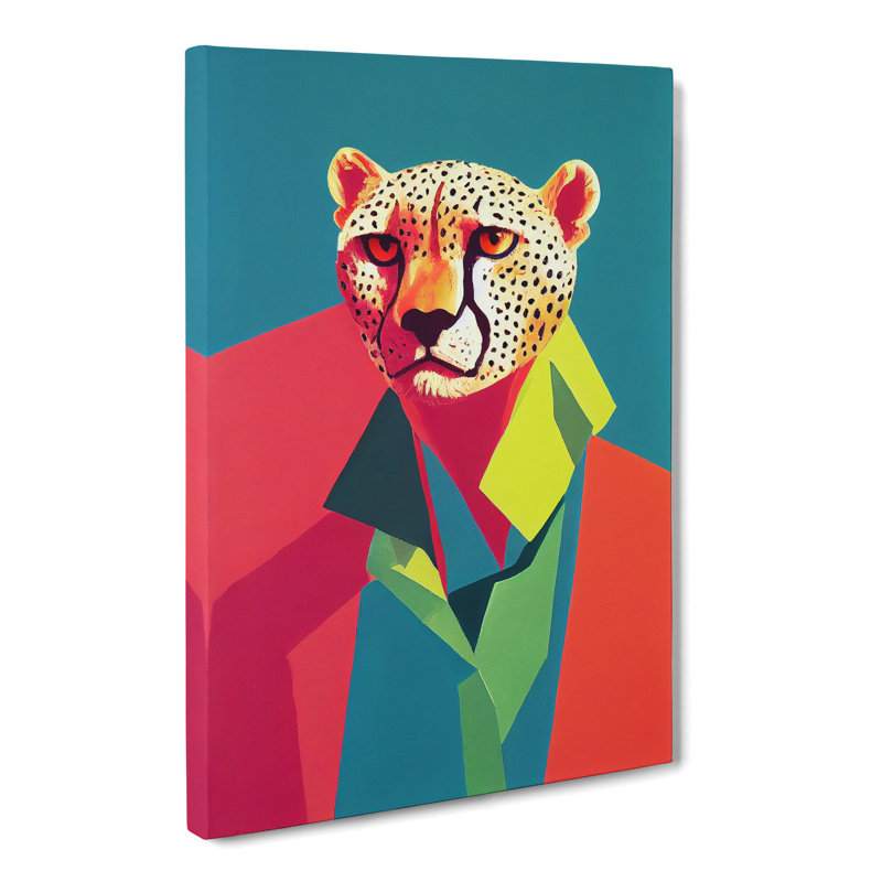 Katya Pop Art Cheetah - Wrapped Canvas, 76cm H x 50cm W x 3cm D