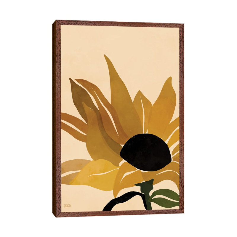 Sunflower 1 Piece Wall Art on Canvas, 101.6 cm H x 66.04 cm W, Classic Brown Wood Framed Canvas