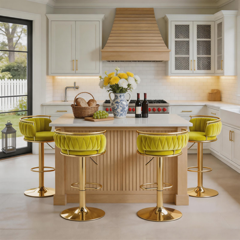 Tabouret de bar Christal, Olive terne, Or
