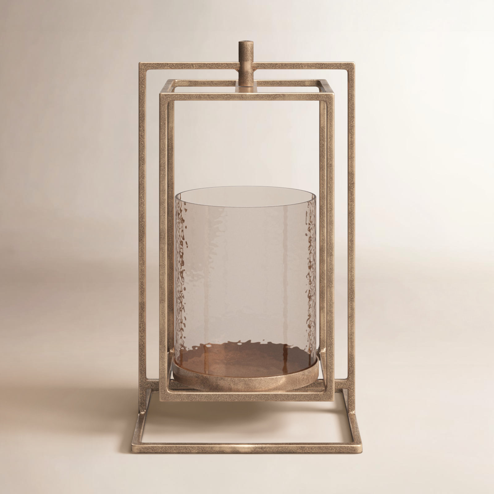 Iron Hurricane Candle Holder, 11.5" H x 7" W x 5.75" D