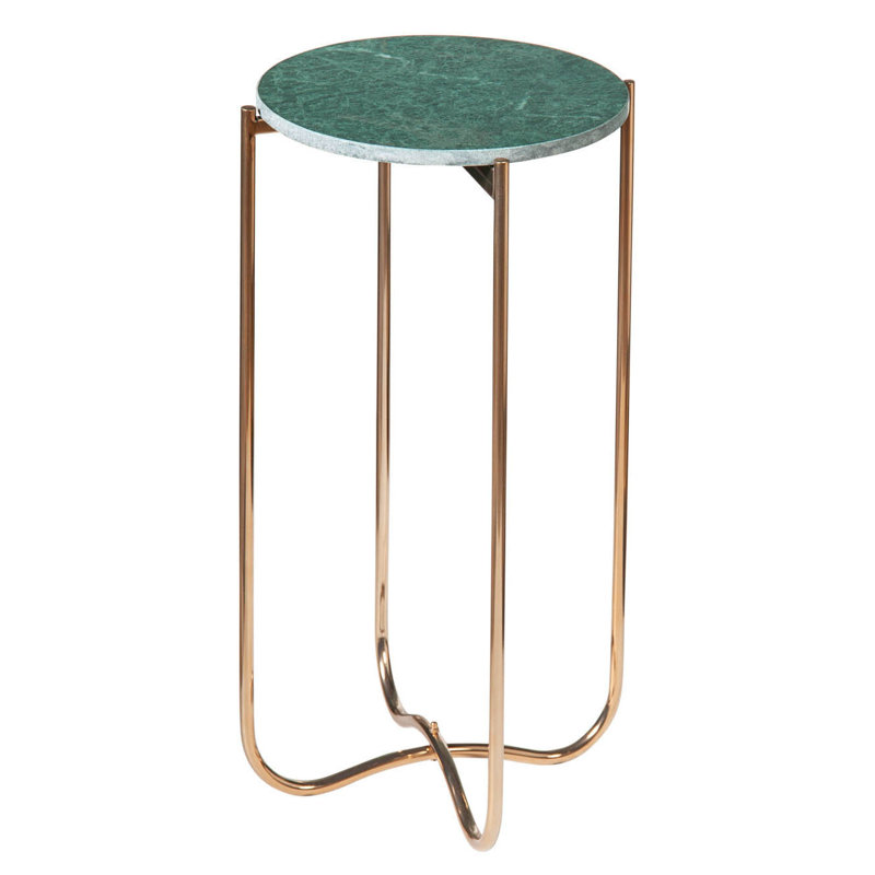 Dumas End Table, Green Marble, Gold