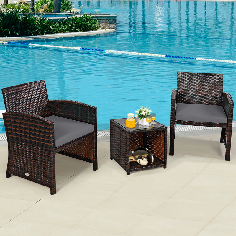 Brinlea 2 - Person Patio Conversation Set with Cushions, Gray