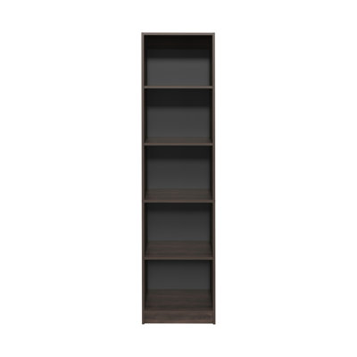 XS Bookcase Compact Bookshelf With Multiple Shelves, Dark Walnut / Black Wengue