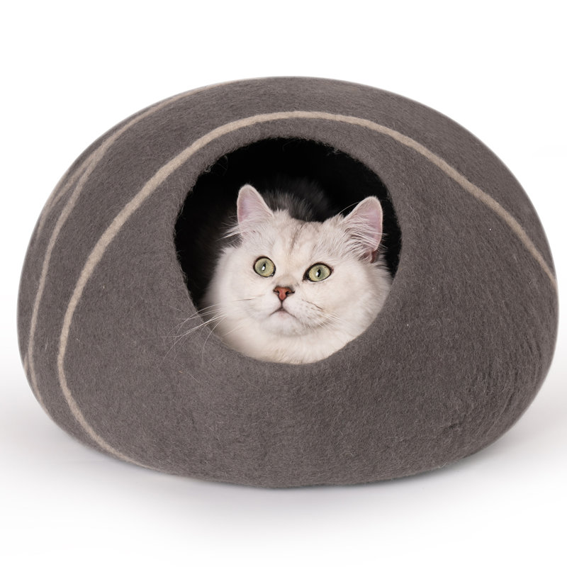 Lit pour chat Donoban - Lit pour chat en laine fait à la main avec jouet, Gris moyen