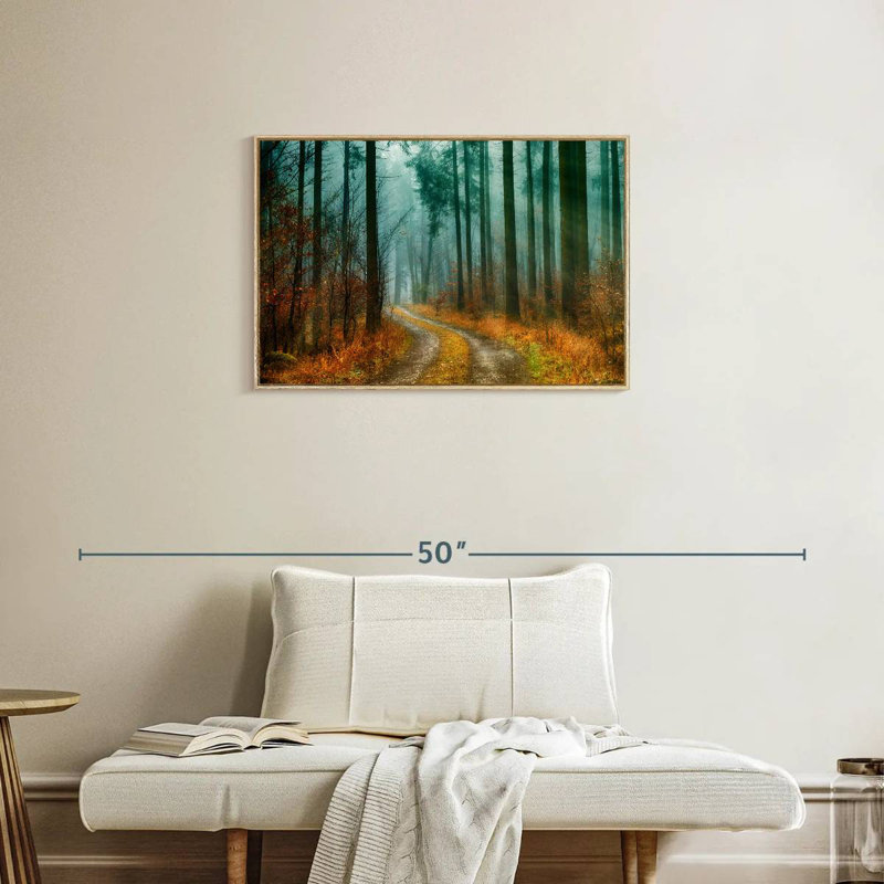 Sentier de la forêt d'automne, Cadre flottant en bois naturel, 31 po x 21 po