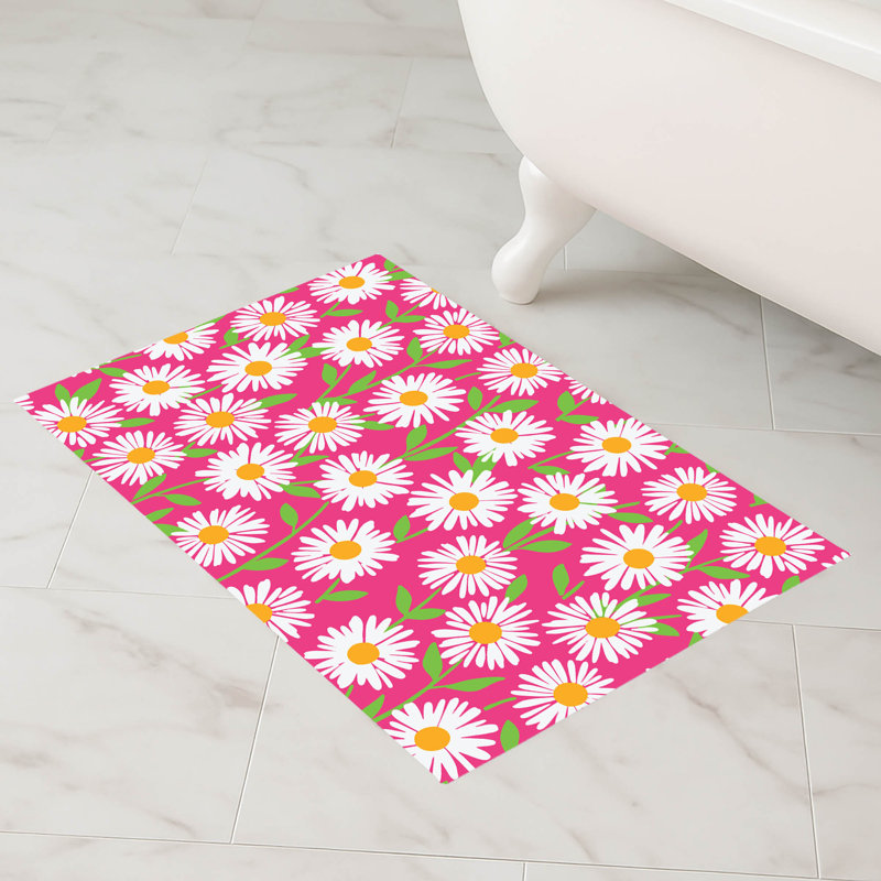 Tapis de bain Sweet Daisy, Rose vif, Simple - L 24 po x l 17 po