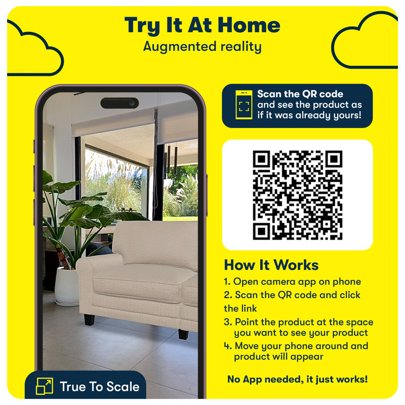 Serta Copenhagen 61" Rolled Arm Sofa, Easy Care Fabric, Soft Pillow Back, Pocket Coil Seat Cushions