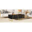 Table basse moderne et ultrabrillante rectangulaire pour le salon avec rangement et base dorée, 4 tiroirs, noir, 47,2 po