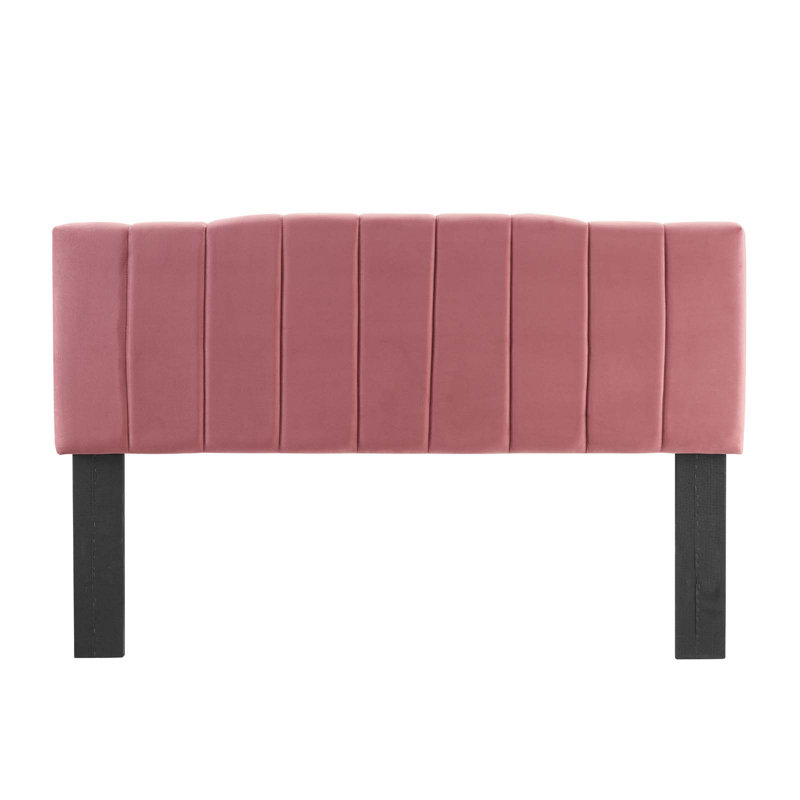 Camilla Channel Tufted Performance Velvet Headboard, Dusty Rose, Twin