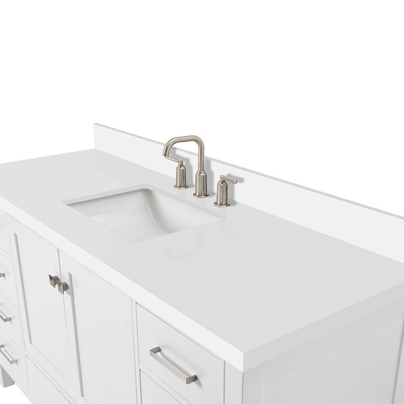 Cambridge 61'' W Single Vanity, Satin Nickel, White